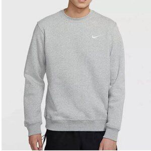 Nike Swoosh Men's Fleece Crew Sweatshirt Grey Heather White